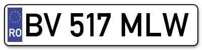 Placuta inmatriculare numar auto  BV-517-MLW, BV 517 MLW, BV517MLW