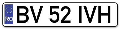 Placuta inmatriculare numar auto  BV-52-IVH, BV 52 IVH, BV52IVH