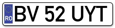 Placuta inmatriculare numar auto  BV-52-UYT, BV 52 UYT, BV52UYT
