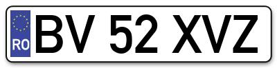 Placuta inmatriculare numar auto  BV-52-XVZ, BV 52 XVZ, BV52XVZ