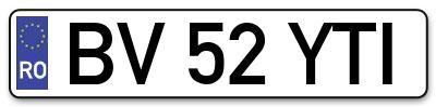 Placuta inmatriculare numar auto  BV-52-YTI, BV 52 YTI, BV52YTI