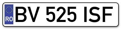Placuta inmatriculare numar auto  BV-525-ISF, BV 525 ISF, BV525ISF