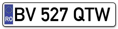 Placuta inmatriculare numar auto  BV-527-QTW, BV 527 QTW, BV527QTW