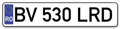 Placuta inmatriculare numar auto  BV-530-LRD, BV 530 LRD, BV530LRD