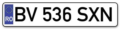 Placuta inmatriculare numar auto  BV-536-SXN, BV 536 SXN, BV536SXN