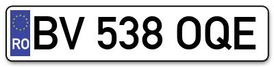 Placuta inmatriculare numar auto  BV-538-OQE, BV 538 OQE, BV538OQE
