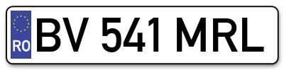 Placuta inmatriculare numar auto  BV-541-MRL, BV 541 MRL, BV541MRL