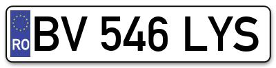 Placuta inmatriculare numar auto  BV-546-LYS, BV 546 LYS, BV546LYS
