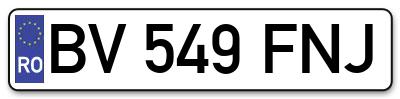 Placuta inmatriculare numar auto  BV-549-FNJ, BV 549 FNJ, BV549FNJ