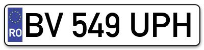 Placuta inmatriculare numar auto  BV-549-UPH, BV 549 UPH, BV549UPH