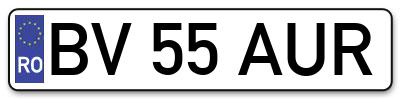 Placuta inmatriculare numar auto  BV-55-AUR, BV 55 AUR, BV55AUR