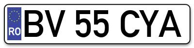 Placuta inmatriculare numar auto  BV-55-CYA, BV 55 CYA, BV55CYA