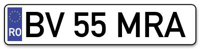 Placuta inmatriculare numar auto  BV-55-MRA, BV 55 MRA, BV55MRA