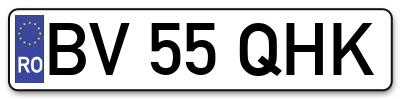 Placuta inmatriculare numar auto  BV-55-QHK, BV 55 QHK, BV55QHK