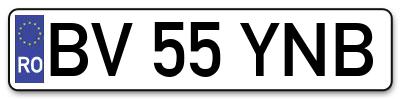 Placuta inmatriculare numar auto  BV-55-YNB, BV 55 YNB, BV55YNB