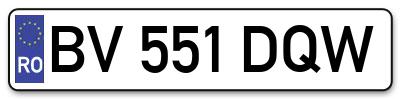 Placuta inmatriculare numar auto  BV-551-DQW, BV 551 DQW, BV551DQW