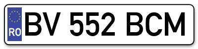 Placuta inmatriculare numar auto  BV-552-BCM, BV 552 BCM, BV552BCM
