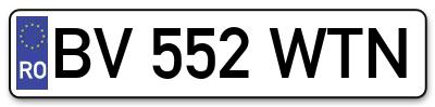 Placuta inmatriculare numar auto  BV-552-WTN, BV 552 WTN, BV552WTN
