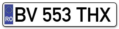 Placuta inmatriculare numar auto  BV-553-THX, BV 553 THX, BV553THX
