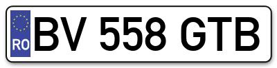 Placuta inmatriculare numar auto  BV-558-GTB, BV 558 GTB, BV558GTB