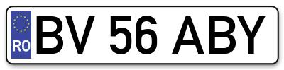 Placuta inmatriculare numar auto  BV-56-ABY, BV 56 ABY, BV56ABY