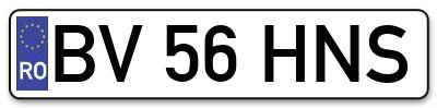 Placuta inmatriculare numar auto  BV-56-HNS, BV 56 HNS, BV56HNS