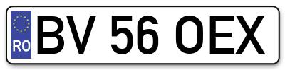 Placuta inmatriculare numar auto  BV-56-OEX, BV 56 OEX, BV56OEX