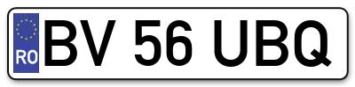 Placuta inmatriculare numar auto  BV-56-UBQ, BV 56 UBQ, BV56UBQ