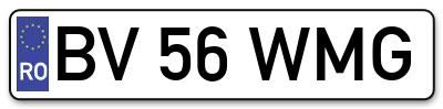 Placuta inmatriculare numar auto  BV-56-WMG, BV 56 WMG, BV56WMG