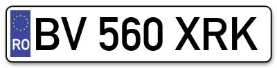 Placuta inmatriculare numar auto  BV-560-XRK, BV 560 XRK, BV560XRK