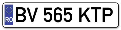 Placuta inmatriculare numar auto  BV-565-KTP, BV 565 KTP, BV565KTP