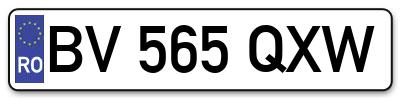 Placuta inmatriculare numar auto  BV-565-QXW, BV 565 QXW, BV565QXW