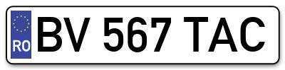 Placuta inmatriculare numar auto  BV-567-TAC, BV 567 TAC, BV567TAC