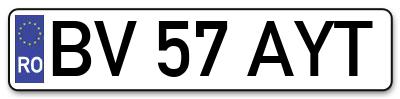 Placuta inmatriculare numar auto  BV-57-AYT, BV 57 AYT, BV57AYT