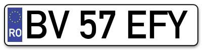 Placuta inmatriculare numar auto  BV-57-EFY, BV 57 EFY, BV57EFY