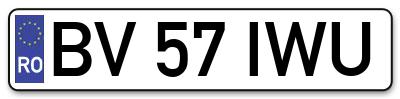 Placuta inmatriculare numar auto  BV-57-IWU, BV 57 IWU, BV57IWU