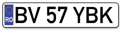 Placuta inmatriculare numar auto  BV-57-YBK, BV 57 YBK, BV57YBK
