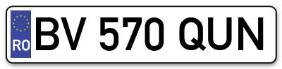 Placuta inmatriculare numar auto  BV-570-QUN, BV 570 QUN, BV570QUN