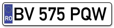 Placuta inmatriculare numar auto  BV-575-PQW, BV 575 PQW, BV575PQW