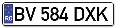 Placuta inmatriculare numar auto  BV-584-DXK, BV 584 DXK, BV584DXK