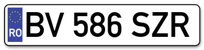 Placuta inmatriculare numar auto  BV-586-SZR, BV 586 SZR, BV586SZR