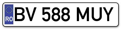Placuta inmatriculare numar auto  BV-588-MUY, BV 588 MUY, BV588MUY