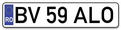 Placuta inmatriculare numar auto  BV-59-ALO, BV 59 ALO, BV59ALO