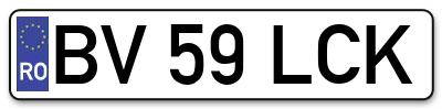 Placuta inmatriculare numar auto  BV-59-LCK, BV 59 LCK, BV59LCK