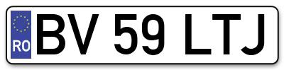 Placuta inmatriculare numar auto  BV-59-LTJ, BV 59 LTJ, BV59LTJ