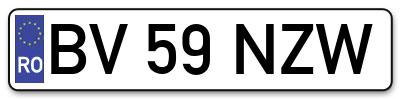 Placuta inmatriculare numar auto  BV-59-NZW, BV 59 NZW, BV59NZW