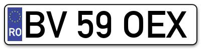Placuta inmatriculare numar auto  BV-59-OEX, BV 59 OEX, BV59OEX