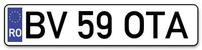 Placuta inmatriculare numar auto  BV-59-OTA, BV 59 OTA, BV59OTA