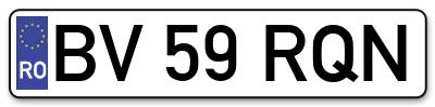 Placuta inmatriculare numar auto  BV-59-RQN, BV 59 RQN, BV59RQN