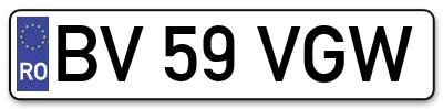 Placuta inmatriculare numar auto  BV-59-VGW, BV 59 VGW, BV59VGW